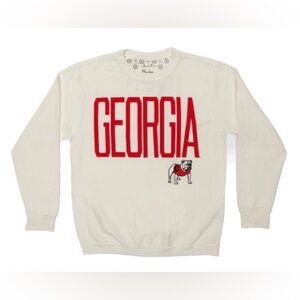 Women's Pressbox University of Georgia Comfy Cord Sweatshirt, Size XL in Ivory